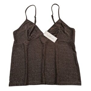 Linea Donatella Tank Top Copper Metallic Babydoll Cami Size XL Event Date Night